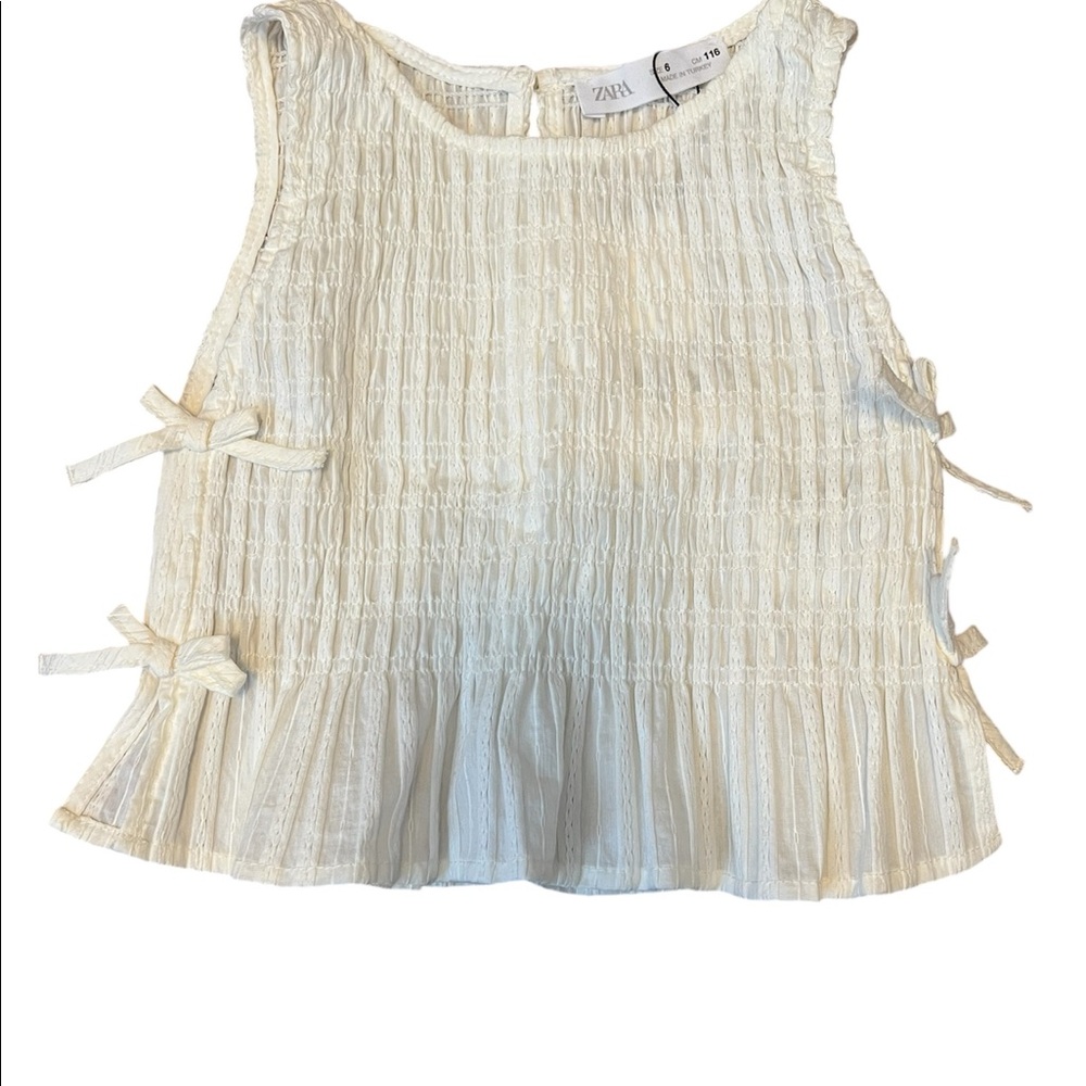 Zara Girls - White Shirt w/ bows - Size 6 - brand new w/ tags